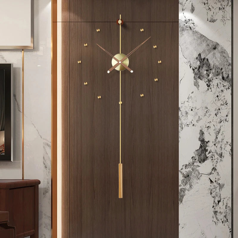 horloge murale moderne or métal aiguilles quartz géométrique minimaliste visage unique ensemble multi pièces