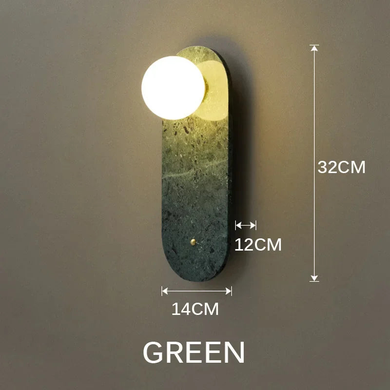lampe murale marbre moderne vert gris blanc ampoule 14x32cm