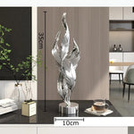 statue abstraite contemporaine noir doré blanc bleu base plate moderne minimaliste ornement décoration