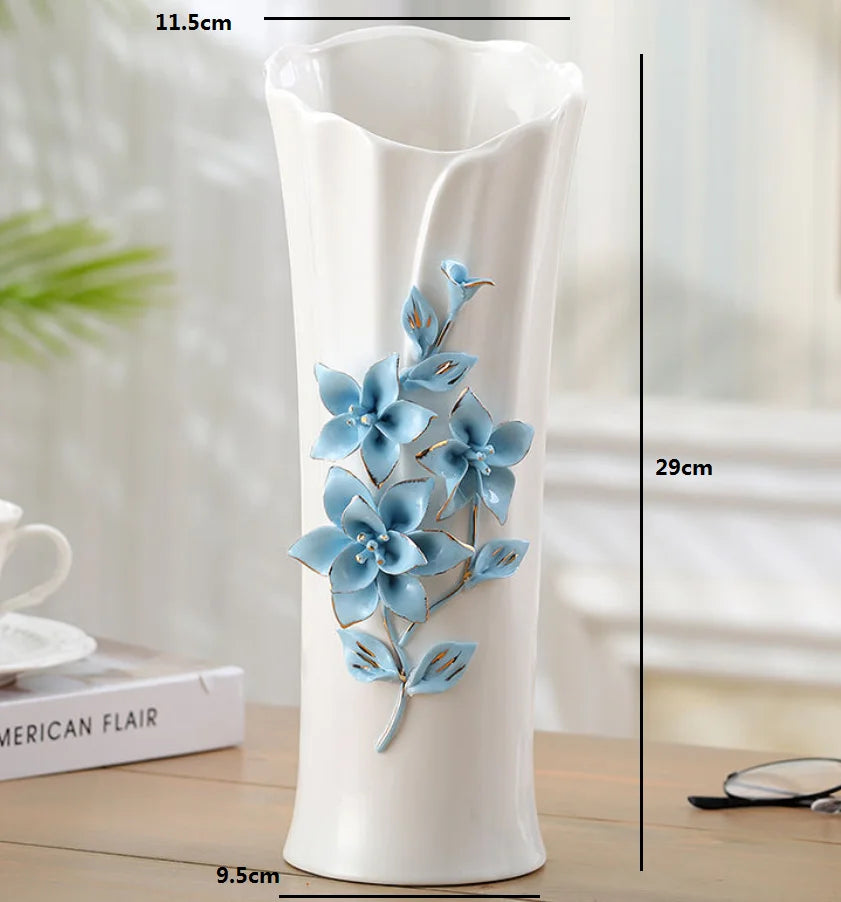 vase porcelaine céramique fleurs relief blanc classique moderne décoration table