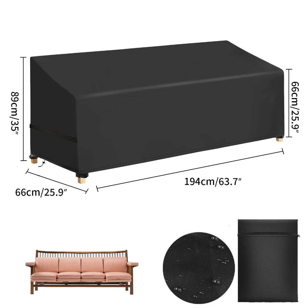 housse meubles extérieurs polyester imperméable noire moderne élastiques ajustables rectangle lshape rond