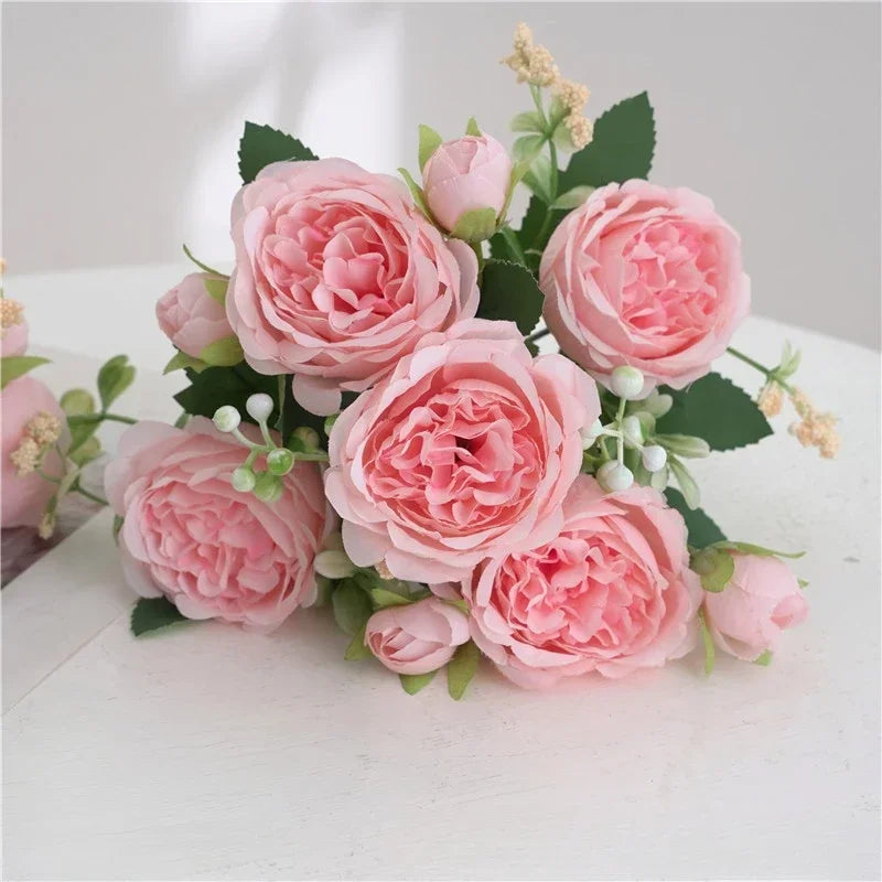 bouquet fleurs artificielles pivoines soie moderne élégant intérieur mariage anniversaire baby shower decoration chambre