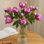 pivoines artificielles soie rose blanc vert décoration maison mariage anniversaire transparent vase