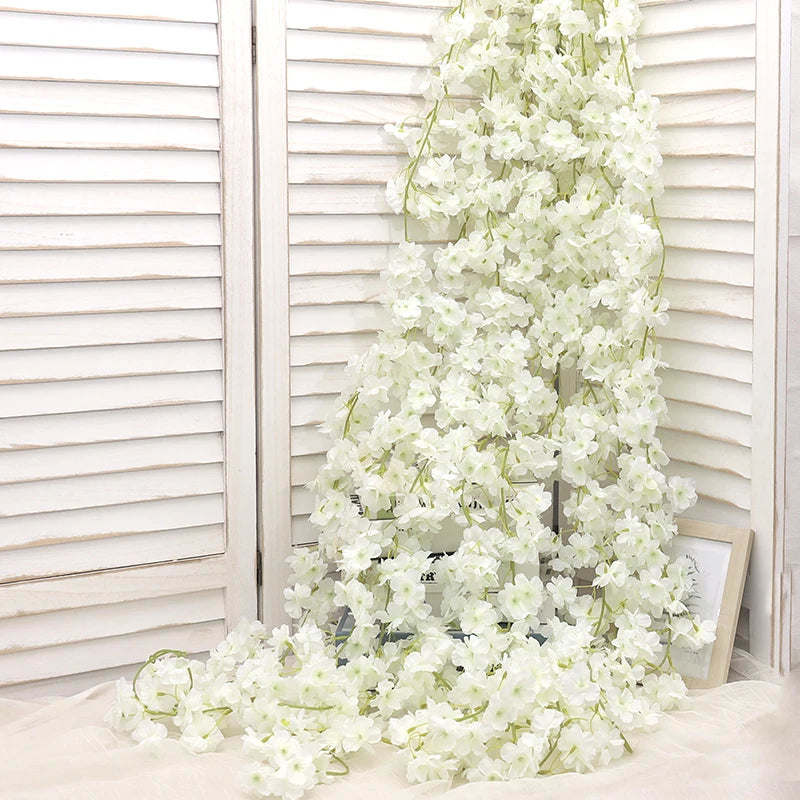 guirlande fleurs artificielles cerises rose clair décor mariage romantiqueintérieur festive