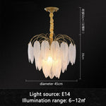 lampe suspendue moderne feuilles doré blanc translucide éclairage intérieur élégant semi encastrée