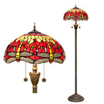 lampe sol tiffany multicolore art nouveau interrupteur pédale base résine hauteur 163cm
