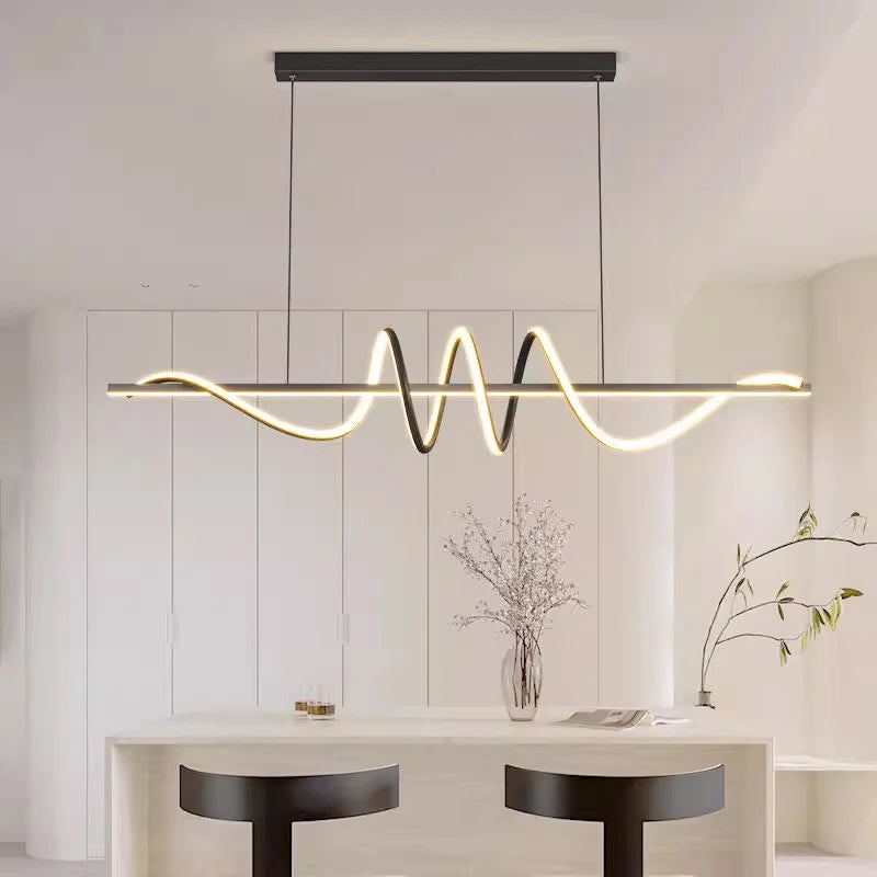 lampe suspendue moderne spirale blanc noir contemporaine télécommande trois modes lumière