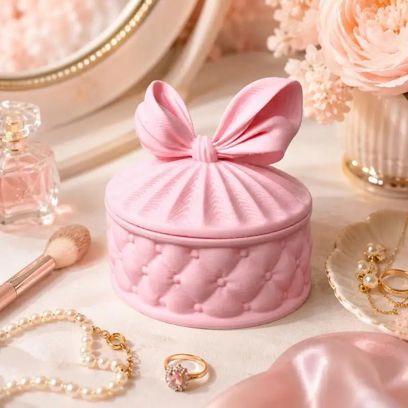 boîte rangement bijoux 3d imprimée rose quilted girly voyage coiffeuse organiser oreilles colliers bagues