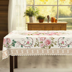 nappe fleur rose printemps table manger moderne décoration mariage blanc vert beige