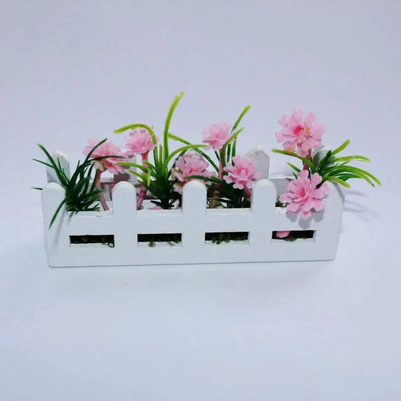 miniature clôture fleurs artificielles différentes couleurs décorative maison poupée accessoire miniature vert rose jaune