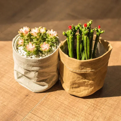 Cache pot en papier kraft lavable brun