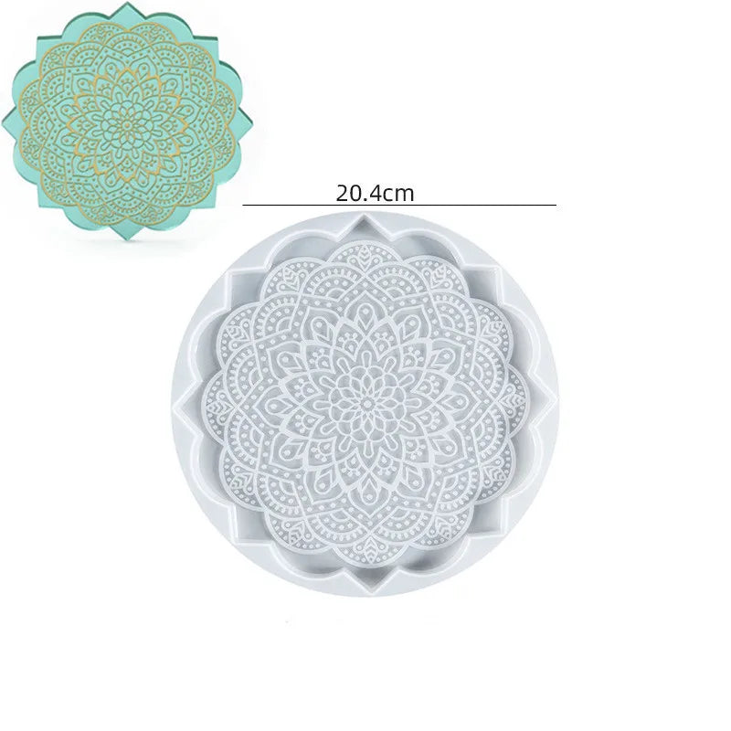 sous verres silicone motif floral moderne vert bleu orange 20.4 cm decoration bricolage