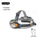 lampe frontale rechargeable led noir orange bleu vert gris moderne pratique ceinture ajustable deux