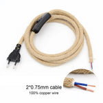 câble électrique tissé vintage 2m 3m e27 on off eu plug noir rustique