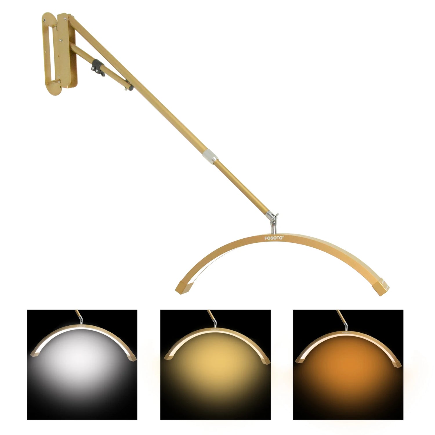 Lampe demi-lune murale rotative LED 40W avec bras long ajustable en acier noir