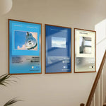 affiche Dire Straits Communique moderne bleu blanc gris clair photo objet circulaire aiguilles fond