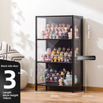 présentoir rangement étagère vitrée moderne noir transparent compartiments 120L capacité
