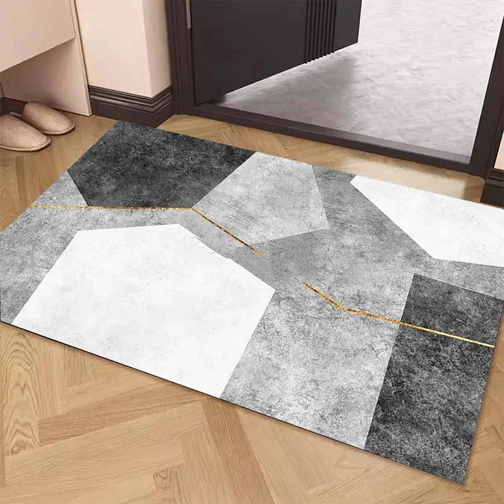 tapis gris moderne géométrique antidérapant salon porte 40x60cm 50x80cm polyester