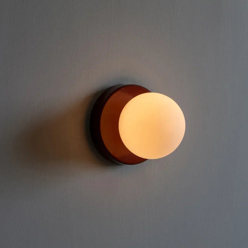 applique murale moderne sphère translucide vert olive beige rose rouge noir