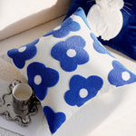 taies d'oreiller fleur brodées moderne coton polyester lit décoration maison bleu blanc vert