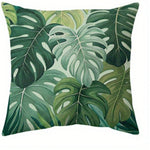 taies d'oreiller vertes motif feuilles tropicales moderne polyester 45x45cm maison hospitalière decoration chambre opaque