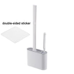 brosse wc adhésive support double adhésif poils doux moderne salle bain blanc