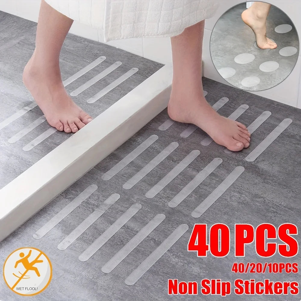 bandes antidérapantes adhésives transparentes 20cm 2cm pratique douche baignoire escaliers sol 40pcs