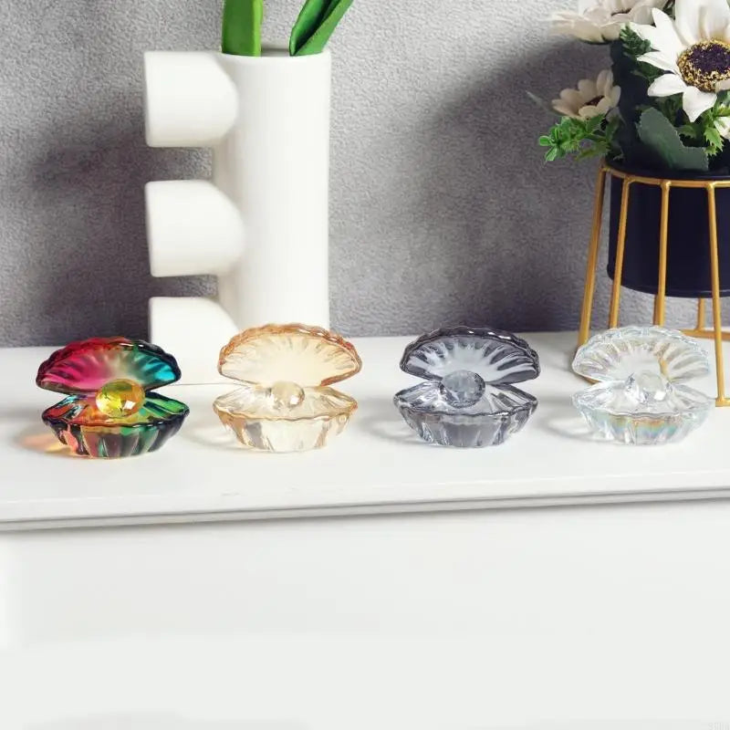 boîte bijoux transparente multicolore imprimée coquillages artisanale décoration
