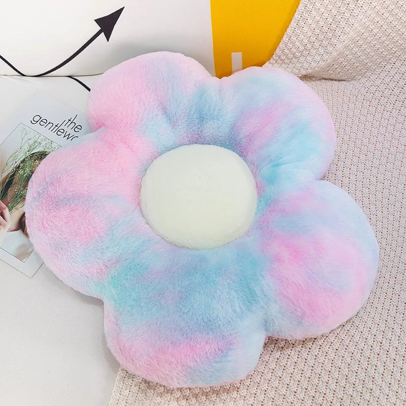 coussin décoratif peluche fleurs blanc orange noir rose bleu violet jaune 35cm 50cm