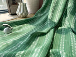 tissu jacquard rayé blanc fleurs noires vert classique opacité couture printemps robe haut chemisier