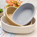 paniers rangement tissu tressé beige gris clair modernes rustiques réutilisables respectueux environnement stockage organisation