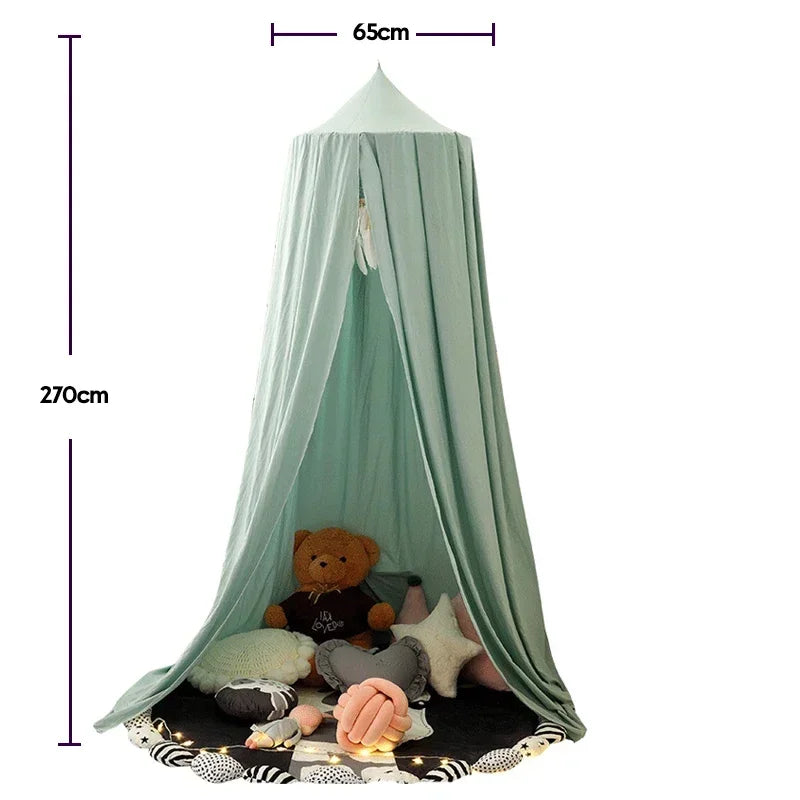 tente lit enfant vert pastel tapis oreillers peluches moderne