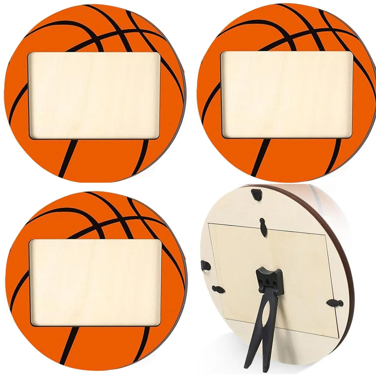 cadres photo moderne basketball orange clips 4x6 noir bois sportifs