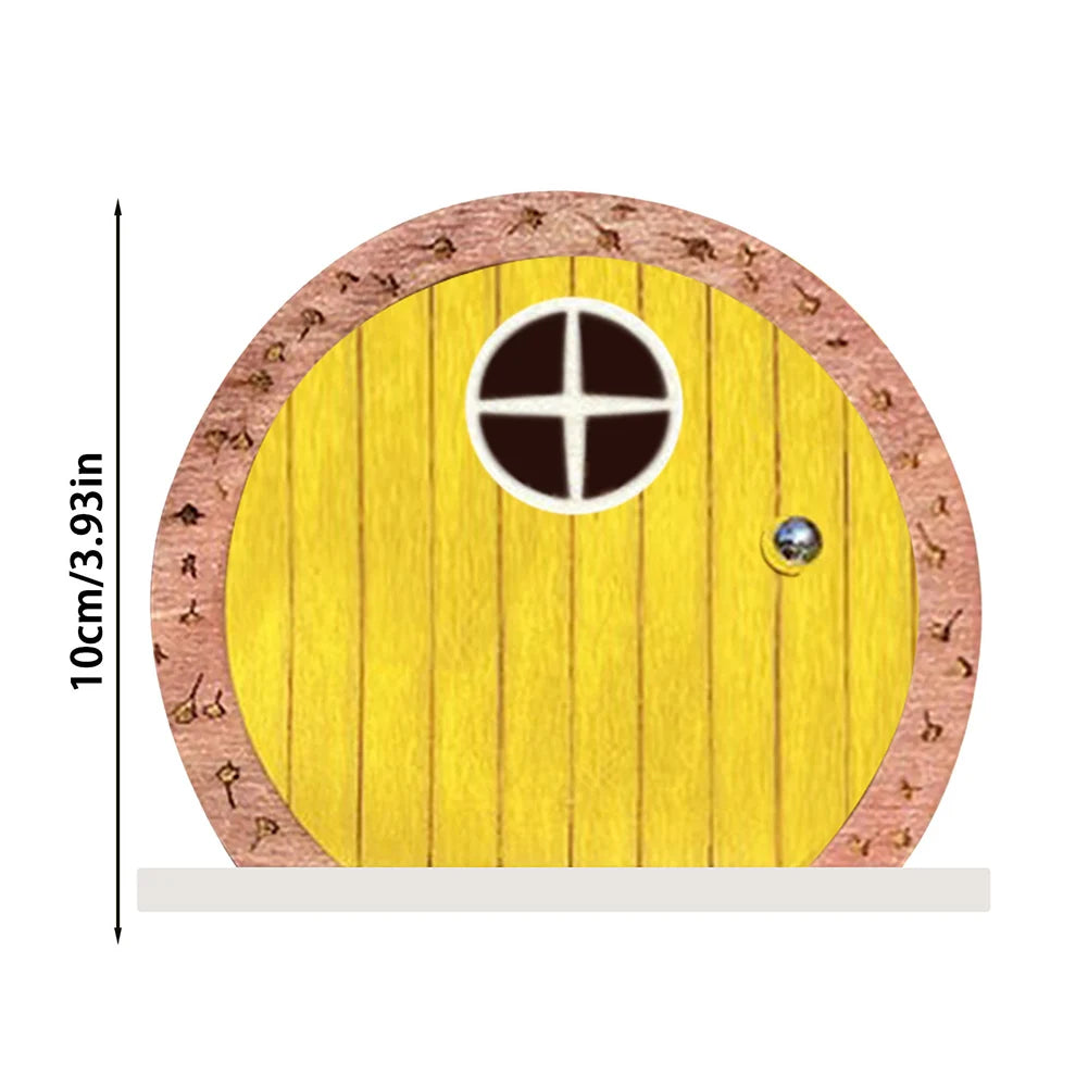 décoration jardin porte miniature bois mascotte bleu rose vert marron fantaisie rustique
