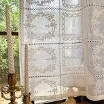 rideau floral transparent brodé polyester classique maison vintage blanc beige