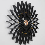 horloge murale moderne motif floral aiguilles métal couleur bois salon chambre