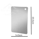 planche découper acier inoxydable rectangle moderne lisse clips argente sale
