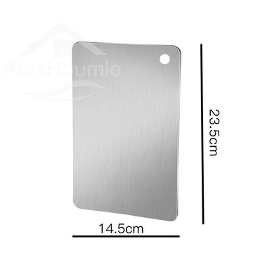 planche découper acier inoxydable rectangle moderne lisse clips argente sale