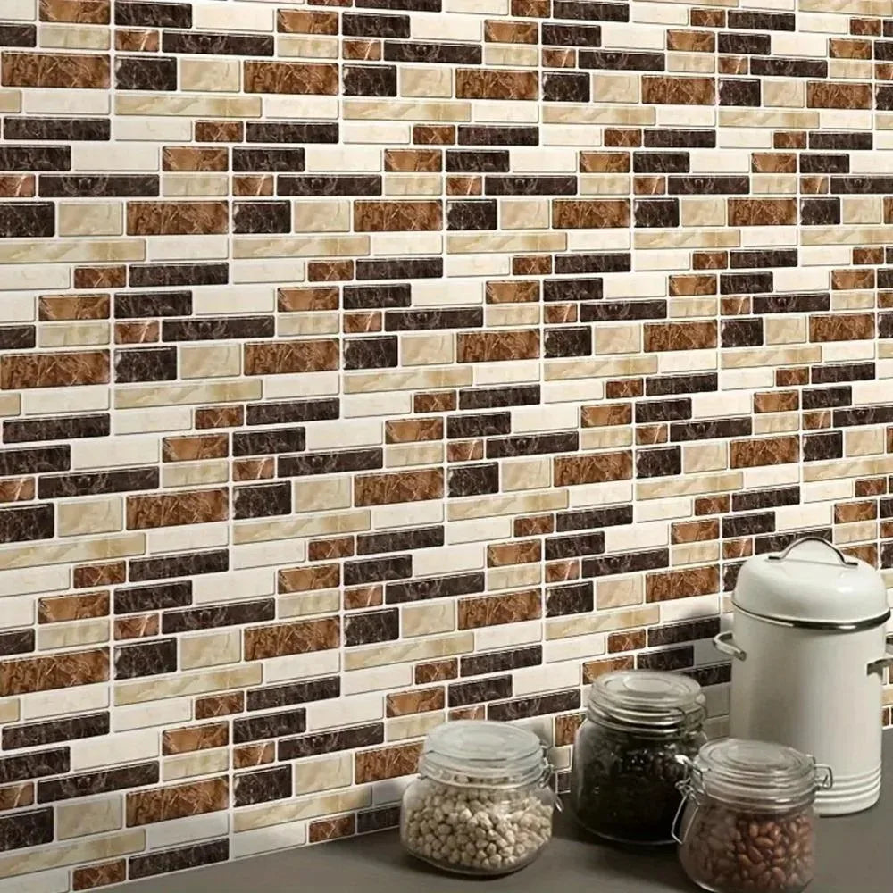 panneaux decoratifs murals marron moderne adhésifs resistant l'eau texture brique 25 pieces