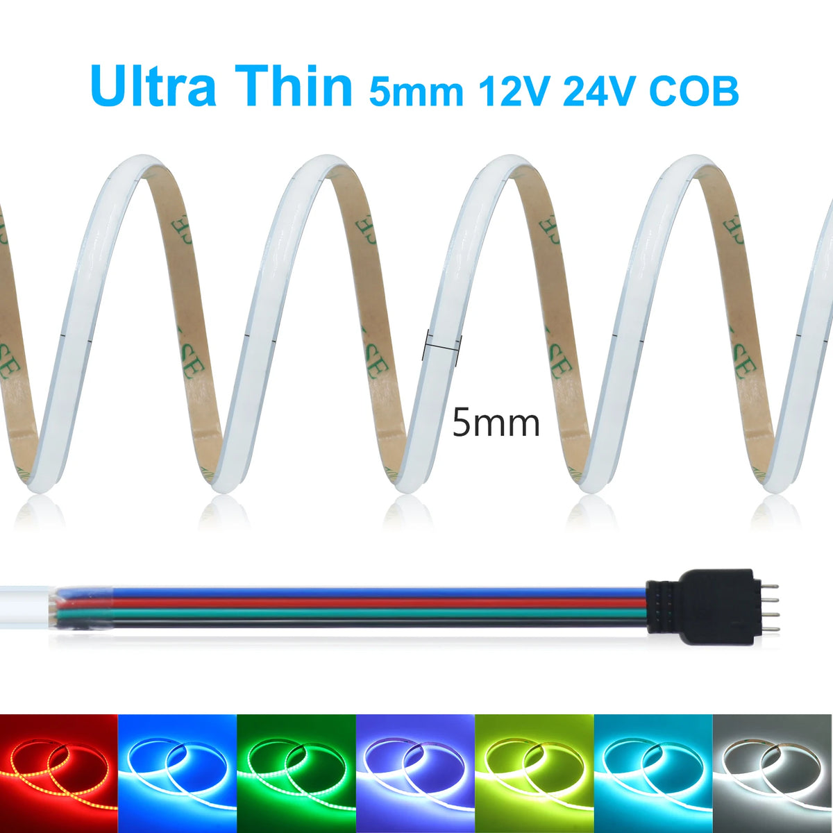 ruban led blanc lisse moderne adhésif 576 leds rgb 12v 24v 50000h