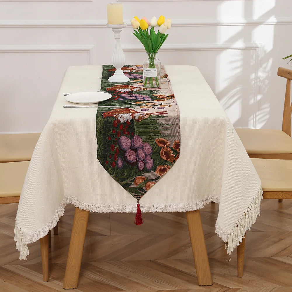 tableau table lin lapins œufs colorés fleurs géométrique classique pâques fêtes
