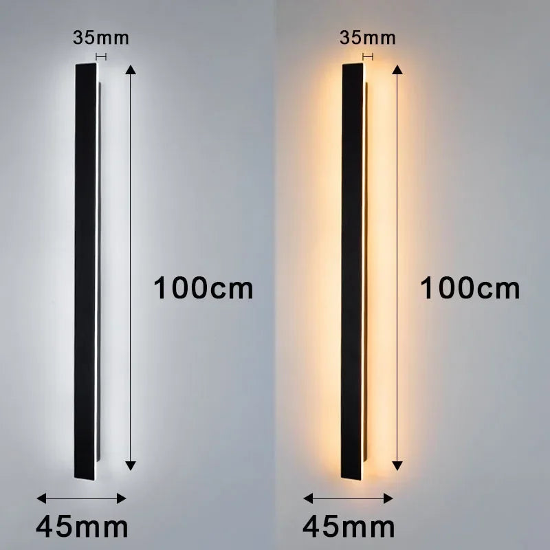 lampe murale led moderne noire frosted 40cm 60cm 80cm 100cm 120cm