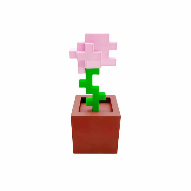 décoration murale pixel art pot fleur vert rouge rose beige