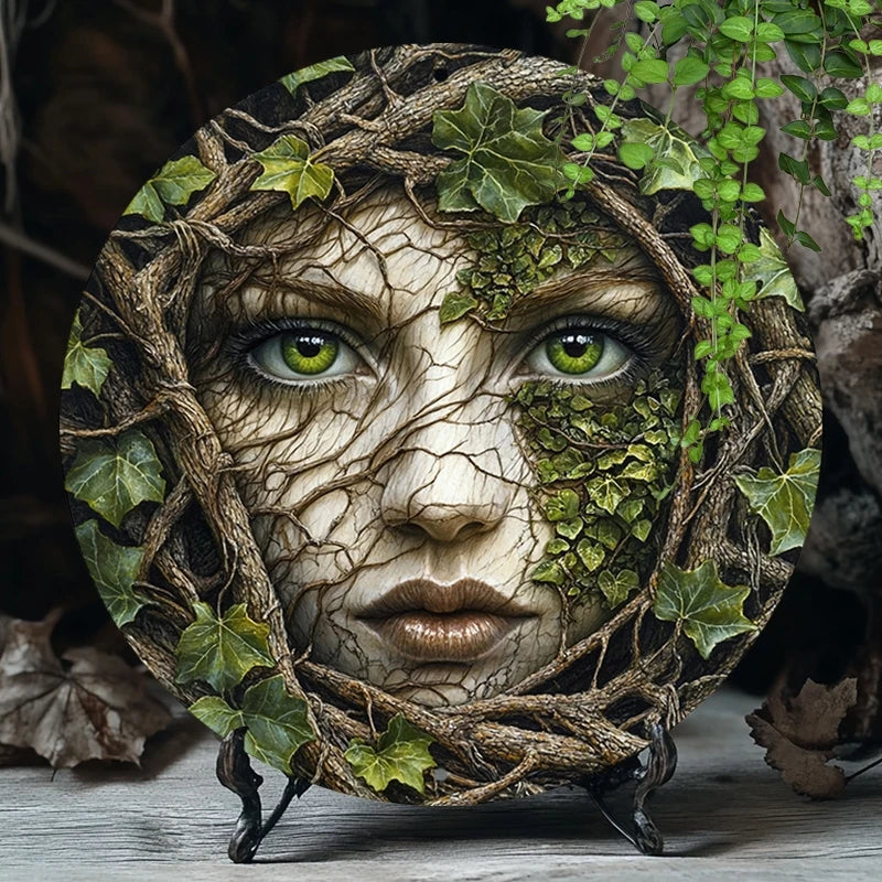 décoration murale artisanale sculpture bois racines feuilles marron verte grise salon chambre bainextérieurintérieur