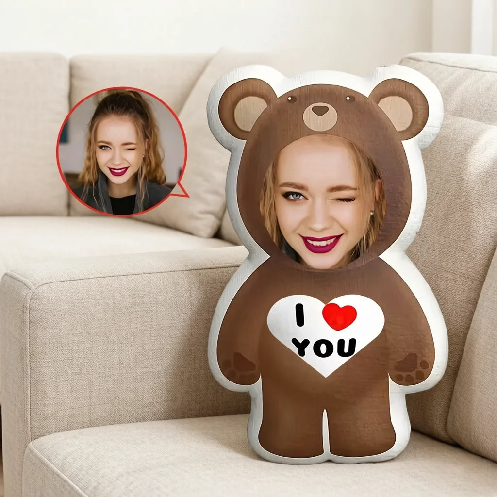 coussin personnalisé ours love you marron blanc doux créatif cadeau siège chambre enfants adultes