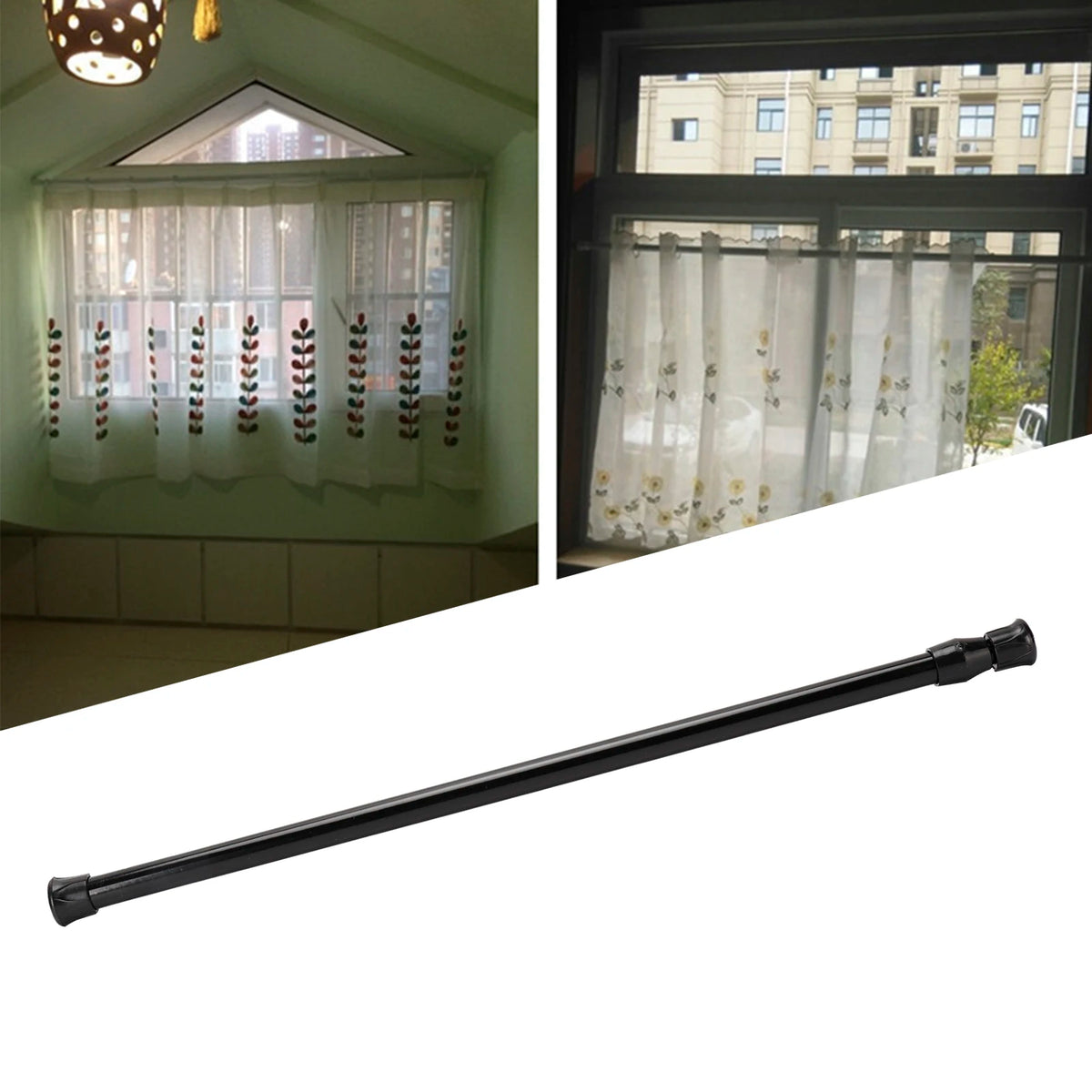 tringle télescopique noire rideau douche fenêtre salle bain divers motifs floraux rideaux transparents utilitaireintérieur