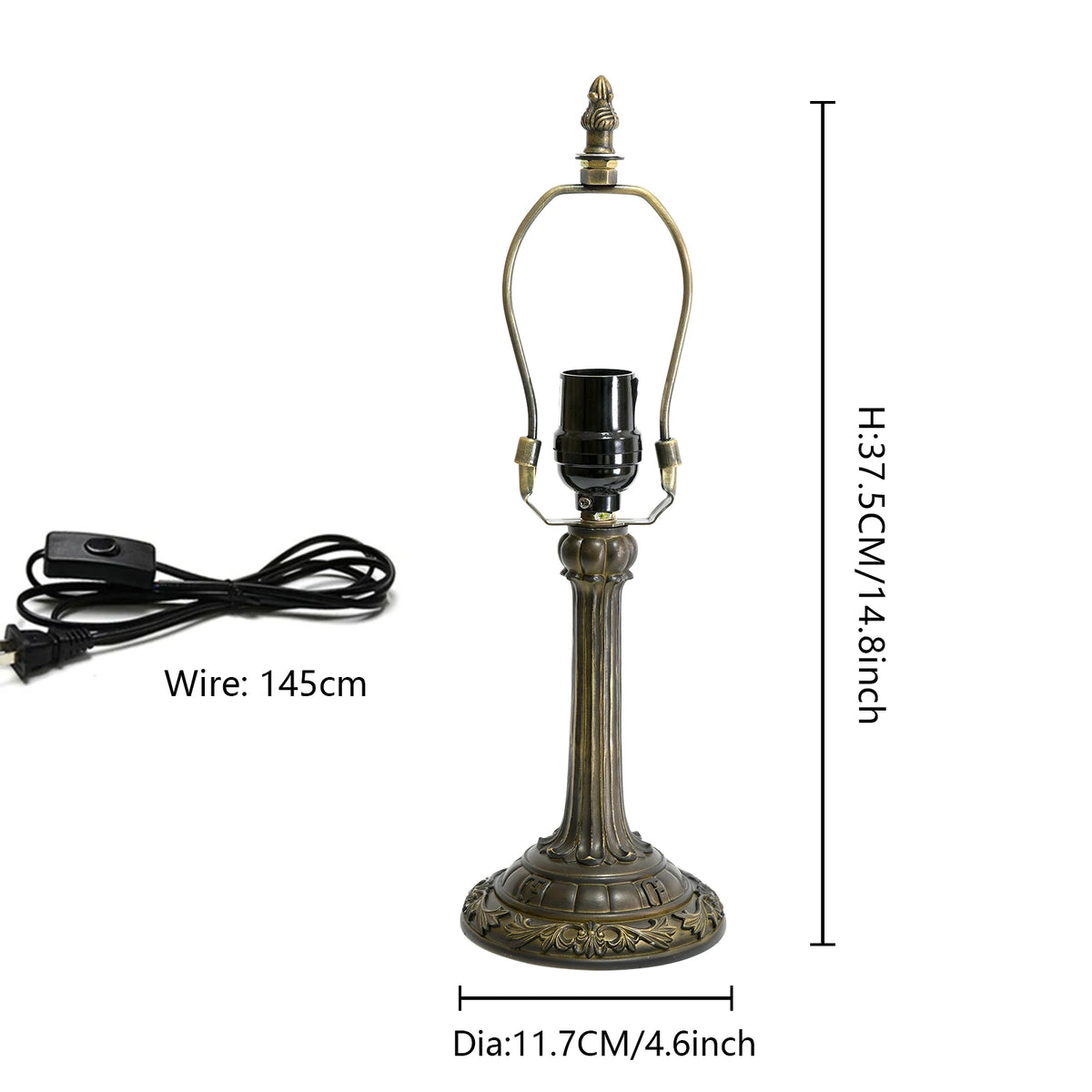 lampe table classique bronze motifs floraux interrupteur cordon électrique décoration vintage éclairageintérieur designmétal