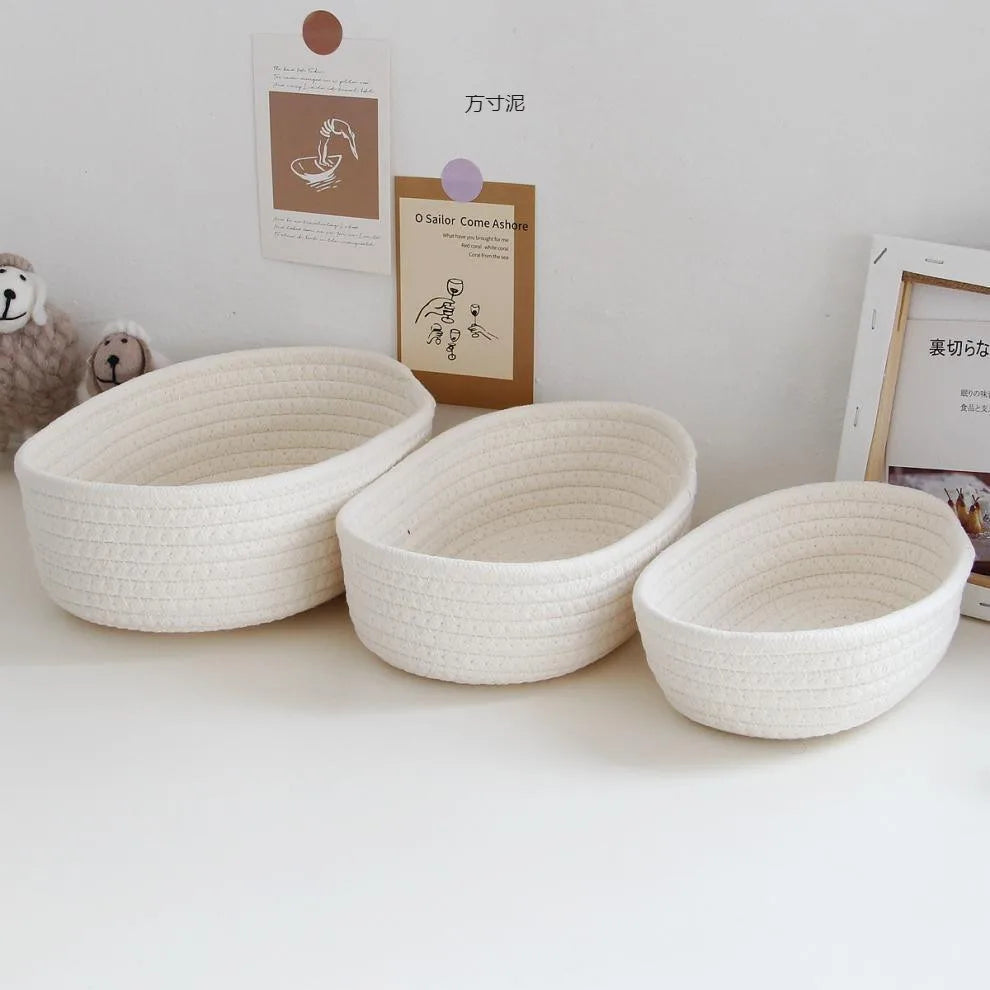 paniers rangement tissés coton rotin gris blanc beige multifonctionnels rangement stockage moderne rustique