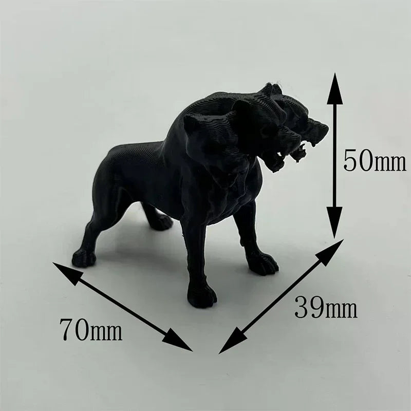 figurine chien trois têtes cerbère noir texturé 3d mythologique fantastique décoration maison