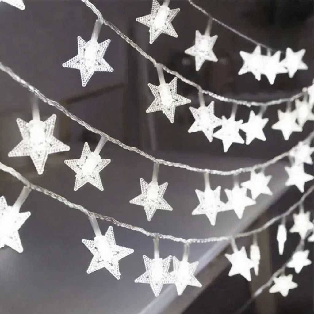 guirlande lumineuse led étoile décoration fête mariage jardin intérieur extérieur blanc doré multicolore moderne